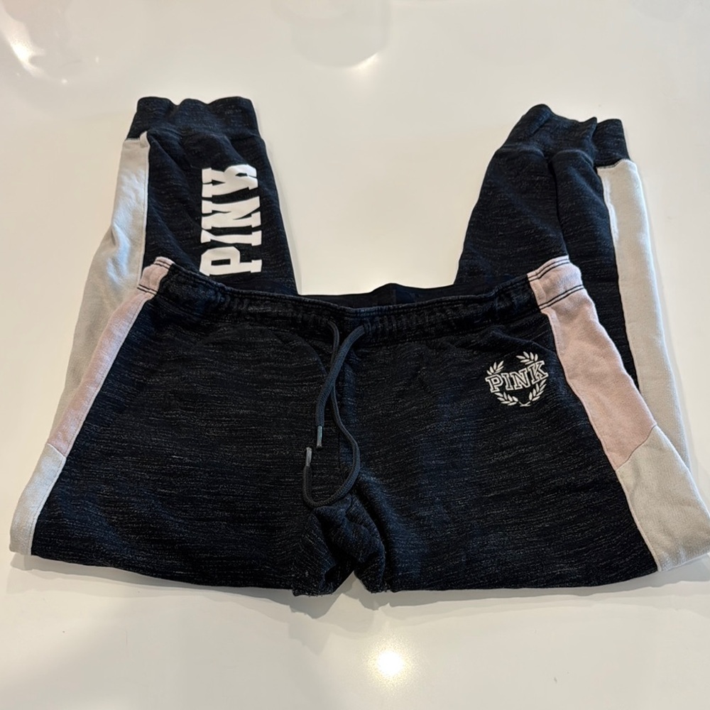 PINK Victoria's Secret Black and Gray Track Pants